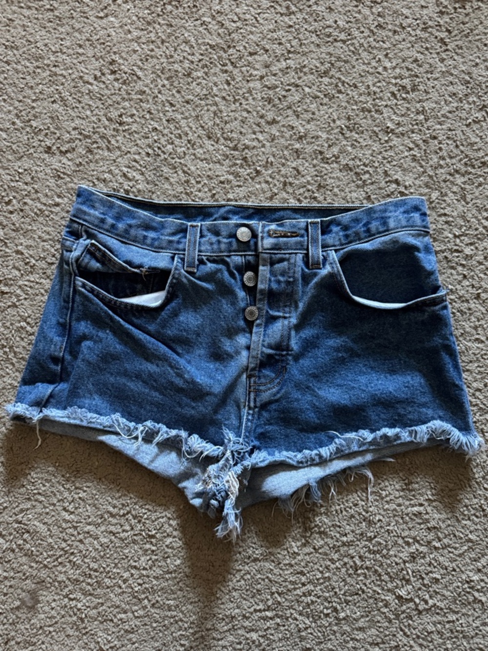 Brandy Melville Dark Blue Distressed Denim Cutoff Shorts